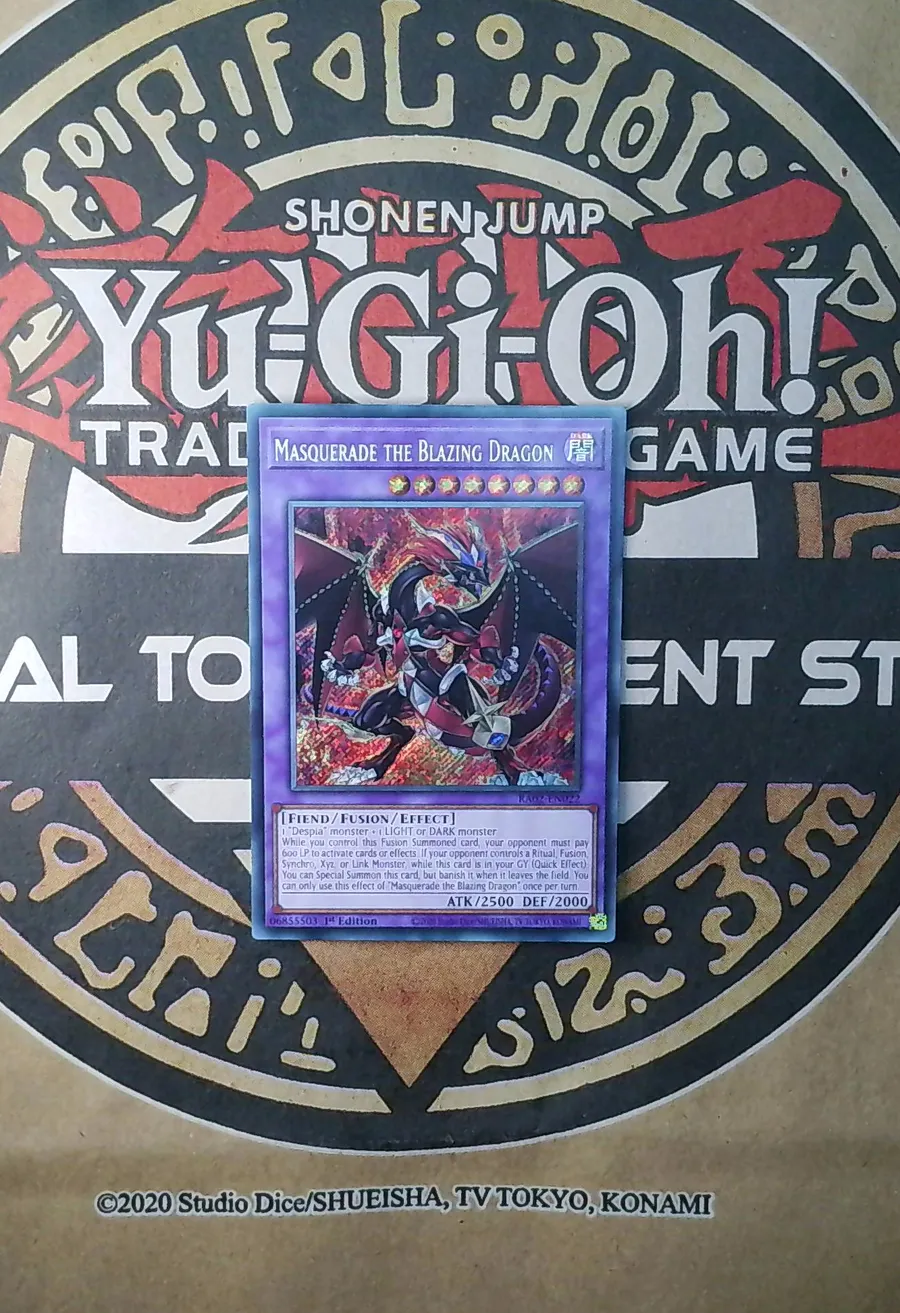 Masquerade the Blazing Dragon RA02-EN022 Secret Rare exact card front
