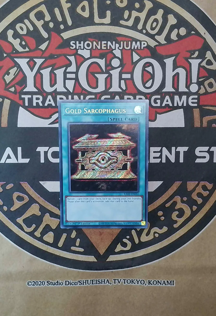 Gold Sarcophagus RA02-EN052 Secret Rare exact card front