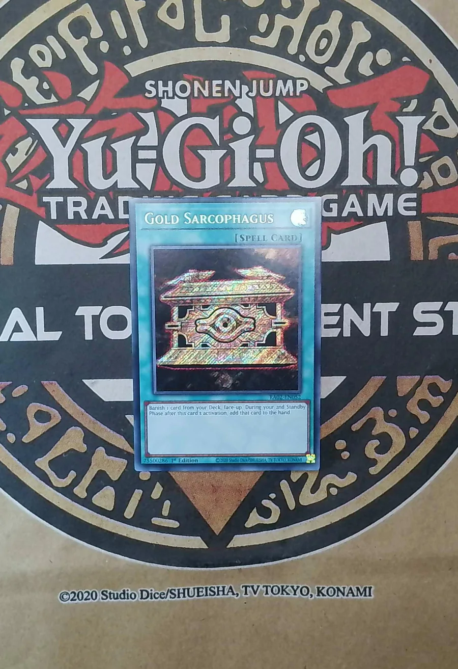 Gold Sarcophagus RA02-EN052 Secret Rare exact card front